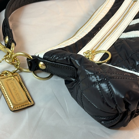 Coach Poppy Ski Bunny Black & White Quilted Nylon Crossbody Bag 15871 - Picture 10 of 16